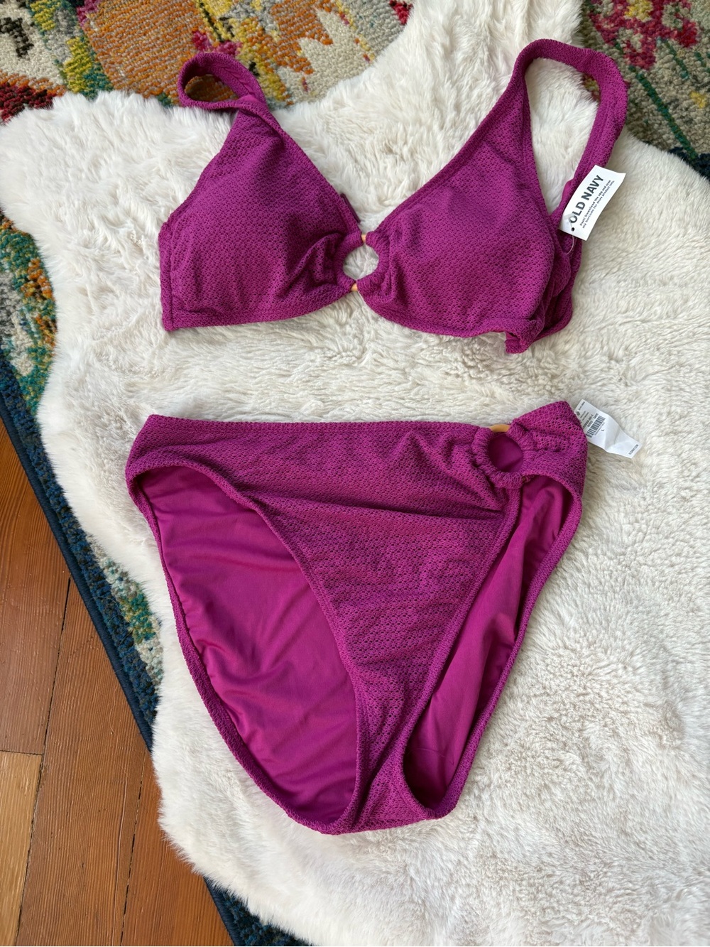 Old Navy Ring-Accent Two-Piece Bikini in Fuchsia